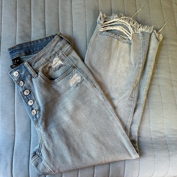 Rewash Denim - Rewash Distressed Jeans Light Wash Blue Denim 100% cotton